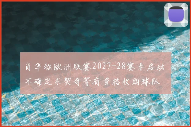 肖华称欧洲联赛2027-28赛季启动 不确定东契奇等有资格收购球队